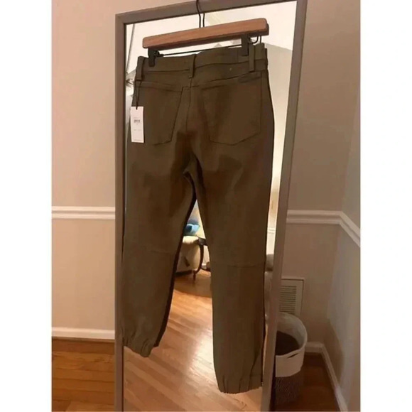 $248 7 For All Mankind Women's Green Coated Zip Hem Jogger Pants Size 28 - Picture 3 of 6